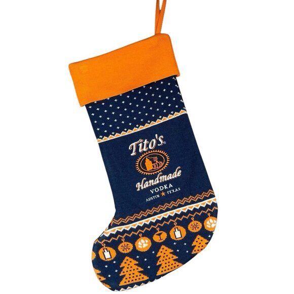 Tito's Vodka Howliday Stocking Christmas Decor Holiday Fair Isle Printed - Picture 1 of 8